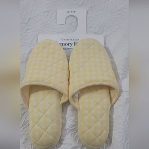 Two pairs of Charter Club Memory Foam Gingham Clog, Slippers Yellow, NWT $30 7/8